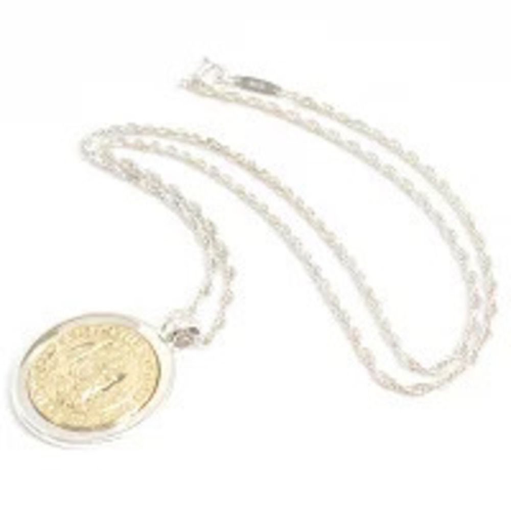 Tiffany Co St Christopher Necklace Silver Gold x Silver Gold